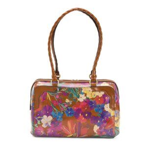 Patricia Nash Leather Handbag Zip Zip Satchel Fabriano Summer Florals Red